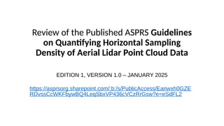 Asprs Accuracy Report.pdf 2026 Geo Week - ASPRS Lidar Division Update on New Guideline Activities ...