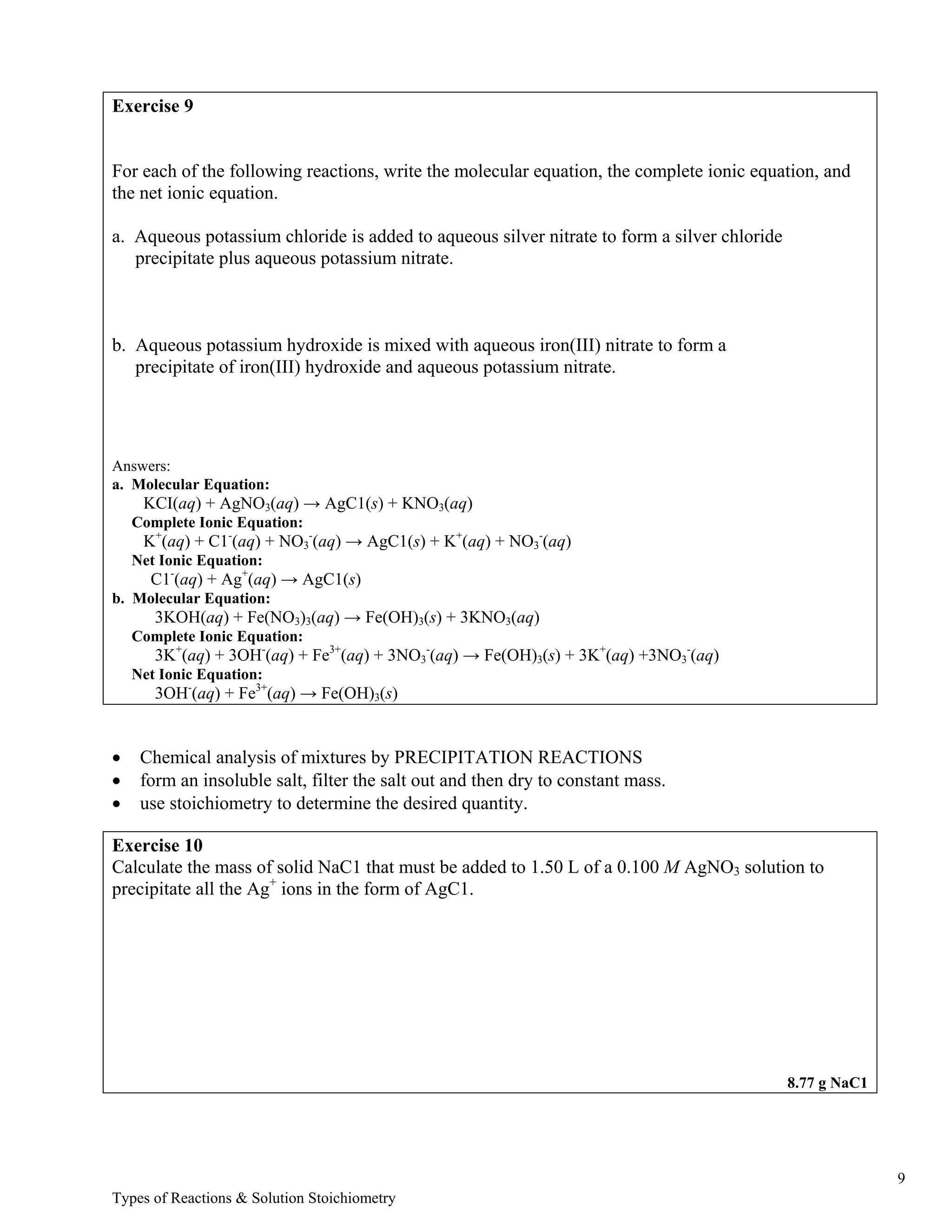 04 types of chemical reactions & solution stoich | PDF