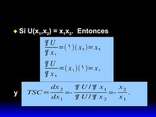 Si U(x 1 ,x 2 ) = x 1 x 2 .  Entonces y 
