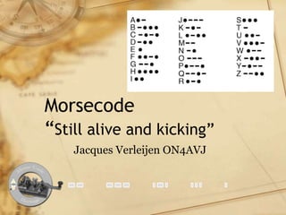 Morsecode 
“Still alive and kicking” 
Jacques Verleijen ON4AVJ 
 