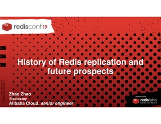 PRESENTED BY
History of Redis replication and
future prospects
Zhao Zhao
@solostoy
Alibaba Cloud, senior engineer
 