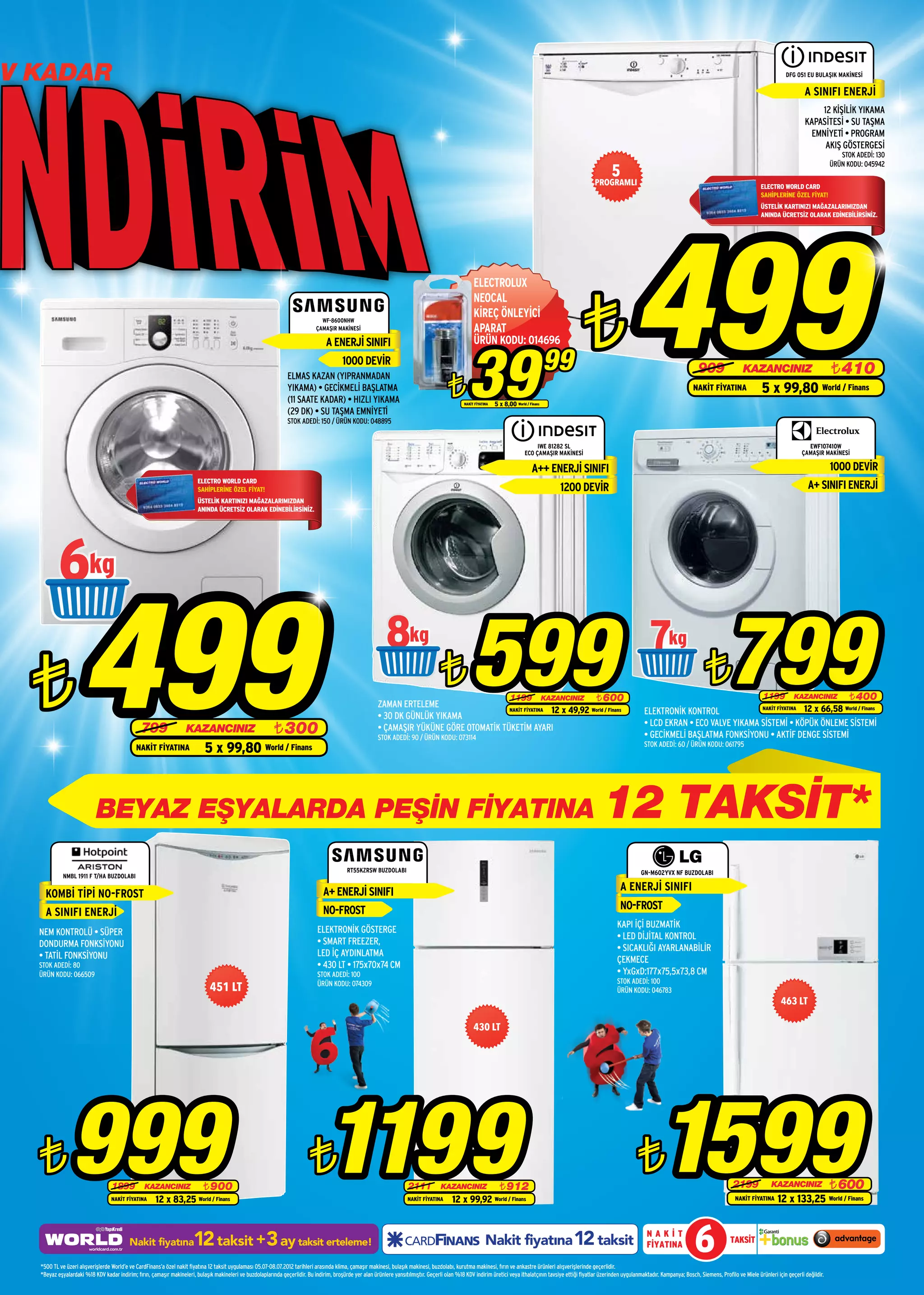 DV KADAR                                                                                                                                                                                                                                                                                                                                           DFG 051 EU BULAŞIK MAKİNESİ

                                                                                                                                                                                                                                                                                                                                                            A SINIFI ENERJ‹
                                                                                                                                                                                                                                                                                                                                                                12 K‹Ş‹L‹K YIKAMA
                                                                                                                                                                                                                                                                                                                                                            KAPAS‹TES‹ • SU TAŞMA
                                                                                                                                                                                                                                                                                                                                                              EMN‹YET‹ • PROGRAM
                                                                                                                                                                                                                                                                                                                                                                 AKIŞ GÖSTERGES‹
                                                                                                                                                                                                                                                                                                                                                                           STOK ADEDİ: 130
                                                                                                                                                                                                                                                                                                                                                                        ÜRÜN KODU: 045942
                                                                                                                                                                                                                                                                     5
                                                                                                                                                                                                                                                             PROGRAMLI                                                                  ELECTRO WORLD CARD
                                                                                                                                                                                                                                                                                                                                        SAHİPLERİNE ÖZEL FİYAT!




                                                                                                                                                                                                                                                                              499
                                                                                                                                                                                                                                                                                                                                        ÜSTELİK KARTINIZI MAĞAZALARIMIZDAN
                                                                                                                                                                                                                                                                                                                                        ANINDA ÜCRETSİZ OLARAK EDİNEBİLİRSİNİZ.




                                                                                                                                                                                                       ELECTROLUX



                                                                                                                                                                                                                                                ¨
                                                                                                                                                                                                       NEOCAL
                                                                                                                                 WF-8600NHW
                                                                                                                                                                                                       KİREÇ ÖNLEYİCİ
                                                                                                                               ÇAMAŞIR MAK‹NESİ                                                        APARAT




                                                                                                                                                                                                    39
                                                                                                                                   A ENERJ‹ SINIFI                                                     ÜRÜN KODU: 014696
                                                                                                                                           1000 DEVİR                                                                                        99                                                             909                 KAZANCINIZ                              ¨ 410
                                                                                                                                                                                          ¨
                                                                                                                  ELMAS KAZAN (YIPRANMADAN
                                                                                                                  YIKAMA) • GEC‹KMEL‹ BAŞLATMA                                                                                                                                                           NAKİT FİYATINA                 5 x 99,80 World / Finans
                                                                                                                  (11 SAATE KADAR) • HIZLI YIKAMA                                                 NAKİT FİYATINA   5 x 8,00 World / Finans
                                                                                                                  (29 DK) • SU TAŞMA EMN‹YET‹
                                                                                                                  STOK ADEDİ: 150 / ÜRÜN KODU: 048895


                                                                                                                                                                                                                                       IWE 81282 SL                                                                                                          EWF107410W
                                                                                                                                                                                                                                  ECO ÇAMAŞIR MAKİNESİ                                                                                                     ÇAMAŞIR MAKİNESİ

                                                                                                                                                                                                                                     A++ ENERJİ SINIFI                                                                                                                  1000 DEVİR
                                                                         ELECTRO WORLD CARD
                                                                         SAHİPLERİNE ÖZEL FİYAT!                                                                                                                                              1200 DEVİR                                                                                                     A+ SINIFI ENERJİ
                                                                         ÜSTELİK KARTINIZI MAĞAZALARIMIZDAN
                                                                         ANINDA ÜCRETSİZ OLARAK EDİNEBİLİRSİNİZ.




           6

   ¨                 499                        799
                                              NAKİT FİYATINA
                                                                    KAZANCINIZ
                                                                             5 x 99,80 World / Finans
                                                                                                            ¨ 300
                                                                                                                                                               8
                                                                                                                                                           ZAMAN ERTELEME
                                                                                                                                                           • 30 DK GÜNLÜK YIKAMA
                                                                                                                                                                                       ¨             599
                                                                                                                                                                                            1199 KAZANCINIZ ¨ 600
                                                                                                                                                                                            NAKİT FİYATINA


                                                                                                                                                           • ÇAMAŞIR YÜKÜNE GÖRE OTOMATİK TÜKETİM AYARI
                                                                                                                                                           STOK ADEDİ: 90 / ÜRÜN KODU: 073114
                                                                                                                                                                                                           12 x 49,92 World / Finans
                                                                                                                                                                                                                                                                                      7
                                                                                                                                                                                                                                                                                   ELEKTRONİK KONTROL
                                                                                                                                                                                                                                                                                                               ¨        799
                                                                                                                                                                                                                                                                                   • GECİKMELİ BAŞLATMA FONKSİYONU • AKTİF DENGE SİSTEMİ
                                                                                                                                                                                                                                                                                   STOK ADEDİ: 60 / ÜRÜN KODU: 061795
                                                                                                                                                                                                                                                                                                                                         1199
                                                                                                                                                                                                                                                                                                                                         NAKİT FİYATINA

                                                                                                                                                                                                                                                                                   • LCD EKRAN • ECO VALVE YIKAMA SİSTEMİ • KÖPÜK ÖNLEME SİSTEMİ
                                                                                                                                                                                                                                                                                                                                                       KAZANCINIZ       ¨ 400
                                                                                                                                                                                                                                                                                                                                                            12 x 66,58 World / Finans




                            BEYAZ EŞYALARDA PEŞİN FİYATINA                                                                                                                                                                                                       12 TAKSİT*
                                                                                                                                             RT55KZRSW BUZDOLABI                                                                                                                  GN-M602YVX NF BUZDOLABI
             NMBL 1911 F T/HA BUZDOLABI

                                                                                                                                  A+ ENERJİ SINIFI                                                                                                                      A ENERJ‹ SINIFI
     KOMBİ TİPİ NO-FROST
                                                                                                                                  NO-FROST                                                                                                                              NO-FROST
     A SINIFI ENERJİ
                                                                                                                                                                                                                                                                       KAPI İÇİ BUZMATİK
   NEM KONTROLÜ • SÜPER                                                                                                         ELEKTRONİK GÖSTERGE
                                                                                                                                                                                                                                                                       • LED DİJİTAL KONTROL
   DONDURMA FONKSİYONU                                                                                                          • SMART FREEZER,
                                                                                                                                                                                                                                                                       • SICAKLIĞI AYARLANABİLİR
   • TATİL FONKSİYONU                                                                                                           LED İÇ AYDINLATMA
                                                                                                                                                                                                                                                                       ÇEKMECE
   STOK ADEDİ: 80                                                                                                               • 430 LT • 175x70x74 CM
   ÜRÜN KODU: 066509                                                                                                            STOK ADEDİ: 100                                                                                                                        • YxGxD:177x75,5x73,8 CM
                                                                                                                                                                                                                                                                       STOK ADEDİ: 100
                                                                               451 LT                                           ÜRÜN KODU: 074309
                                                                                                                                                                                                                                                                       ÜRÜN KODU: 046783
                                                                                                                                                                                                                                                                                                                                                 463 LT

                                                                                                                                                                                                       430 LT




   ¨            999                1899
                                  NAKİT FİYATINA
                                                 KAZANCINIZ                 ¨ 900
                                                      12 x 83,25 World / Finans
                                                                                                                            ¨      1199                                  2111
                                                                                                                                                                        NAKİT FİYATINA
                                                                                                                                                                                       KAZANCINIZ                    ¨ 912
                                                                                                                                                                                             12 x 99,92 World / Finans
                                                                                                                                                                                                                                                                                ¨         1599                             2199
                                                                                                                                                                                                                                                                                                                            NAKİT FİYATINA
                                                                                                                                                                                                                                                                                                                                             KAZANCINIZ                 ¨ 600
                                                                                                                                                                                                                                                                                                                                                12 x 133,25 World / Finans


                                           Nakit fiyatına              12 taksit +3 ay taksit erteleme!                                                                                                       Nakit fiyatına 12 taksit
   *500 TL ve üzeri alışverişlerde World’e ve CardFinans’a özel nakit fiyatına 12 taksit uygulaması 05.07-08.07.2012 tarihleri arasında klima, çamaşır makinesi, bulaşık makinesi, buzdolabı, kurutma makinesi, fırın ve ankastre ürünleri alışverişlerinde geçerlidir.
                                                                                                                                                                                                                                                                                    NAKİT
                                                                                                                                                                                                                                                                                    FİYATINA              6               TAKSİT


   *Beyaz eşyalardaki %18 KDV kadar indirim; fırın, çamaşır makineleri, bulaşık makineleri ve buzdolaplarında geçerlidir. Bu indirim, broşürde yer alan ürünlere yansıtılmıştır. Geçerli olan %18 KDV indirim üretici veya ithalatçının tavsiye ettiği fiyatlar üzerinden uygulanmaktadır. Kampanya; Bosch, Siemens, Profilo ve Miele ürünleri için geçerli değildir.
 