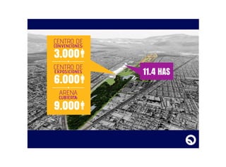 CENTRO DE
CONVENCIONES:
3.000
CENTRO DE
EXPOSICIONES
6.000
ARENA
CUBIERTA:
9.000
11.4 HAS
 