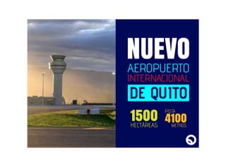 INTERNACIONAL
AEROPUERTO
DE QUITO
NUEVO
HECTÁREAS
1500
PISTA
METROS
4100
 