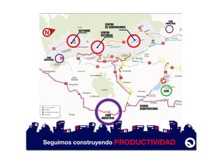 Calderón
Carapungo
1
2
11
9
10
15
14
4
7
3
5
6
8
Pacho Salas
Nuevo Aeropuerto
de Quito
CONECTOR
ALPACHACA
Cumbayá
Tumbaco
PARQUE
METROPOLITANO
DEL NORTE
TERMINAL
CARCELÉN
TERMINAL
QUITUMBE
PARQUE
METROPOLITANO
DEL SUR
Intercambiador
Puente
Facilitador de tráﬁco
Túneles
12
13
CENTRO
DE CONVENCIONES
CIUDAD
AEROPUERTARIA
ZEDE
ZONA
INDUSTRIAL
ZONA
INDUSTRIAL
ZONA
INDUSTRIAL
CENTRO
HISTÓRICO
QUITUMBE
Seguimos construyendo PRODUCTIVIDAD
 