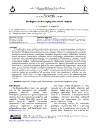 Biodegradable Packaging Made from Proteins | PDF