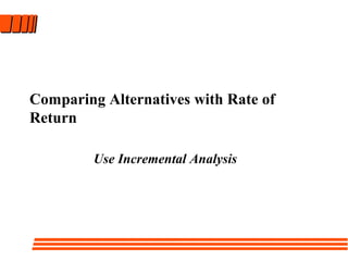 Comparing Alternatives with Rate of
Return
Use Incremental Analysis
 