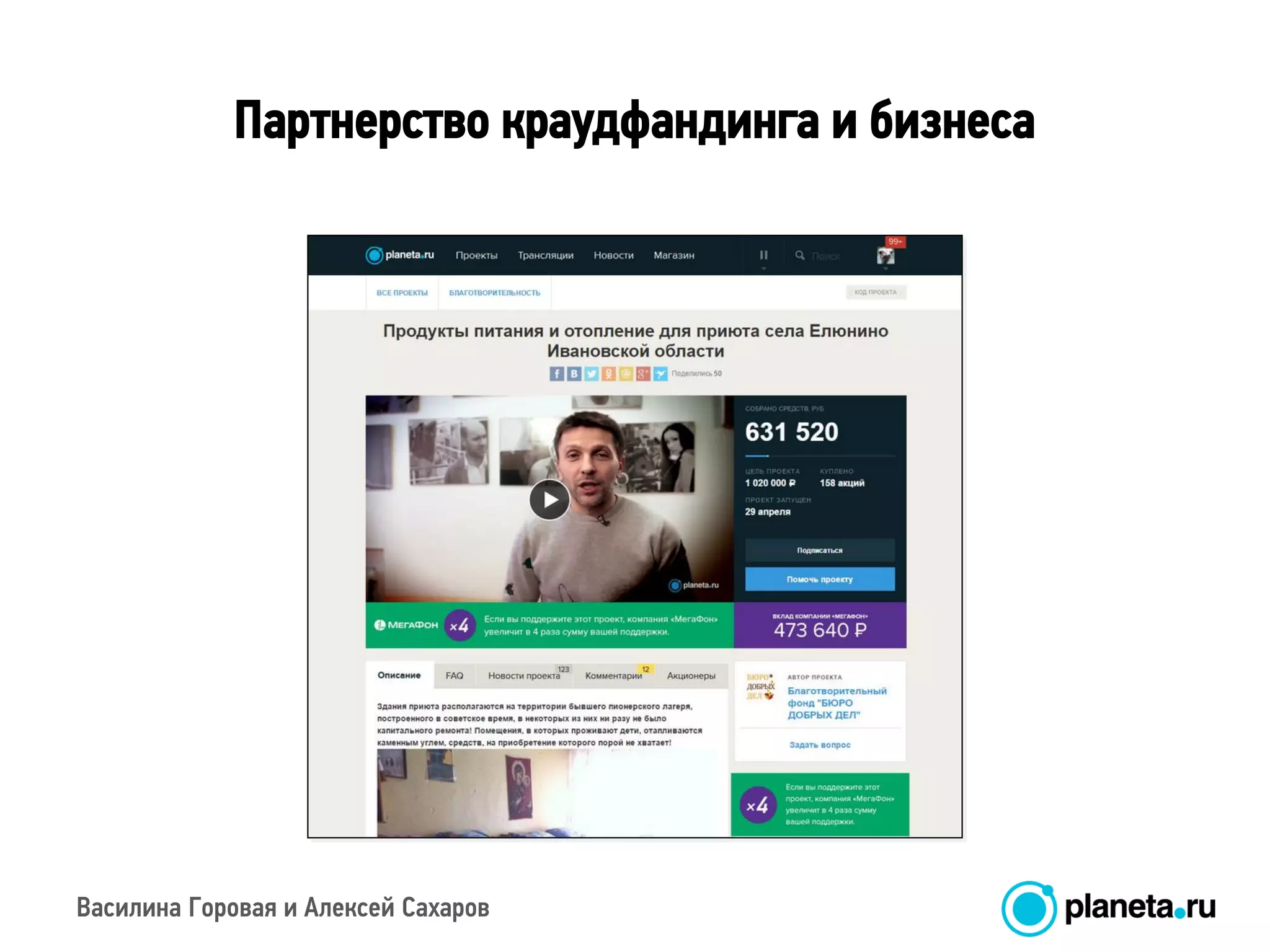 Василина Горовая и Алексей Сахаров
Партнерство краудфандинга и бизнеса
 