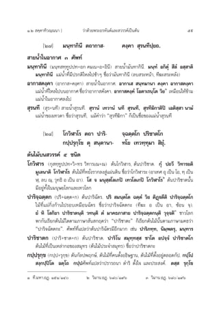 Ò.Ú  §⁄§“∑‘«≥⁄≥π“ ] «à“¥â«¬æ√–Õ√À—πµå·≈– «√√§å‡ªìπµâπ 59
[Ú˜] ¡π⁄∑“°‘π’ µ∂“°“ - §ß⁄§“  ÿ√π∑’ª⁄¬∂.
 “¬πÌÈ“„πÕ“°“» Û »—æ∑å
¡π⁄∑“°‘π’ (¡π⁄∑ ∑⁄∑Ÿªª∑+Õ° §¡‡π+Õ+Õ‘π’)  “¬πÈ”¡—π∑“°‘π’. ¡π⁄∑Ì Õ°‘µÿÌ  ’≈Ì Õ ⁄ “µ‘
¡π⁄∑“°‘π’ ·¡àπÈ”∑’Ë¡’ª√°µ‘‰À≈‰ª™â“Ê ™◊ËÕ«à“¡—π∑“°‘π’ (≈∫ √–Àπâ“, ∑’¶– √–À≈—ß)
Õ“°“ §ß⁄§“ (Õ“°“ +§ß⁄§“)  “¬πÈ”„πÕ“°“». Õ“°“‡   π⁄∑¡“π“ §ß⁄§“ Õ“°“ §ß⁄§“
·¡àπÈ”∑’Ë‰À≈‰ª∫πÕ“°“» ™◊ËÕ«à“Õ“°“ §—ß§“. Õ“°“ §ß⁄§Ì ‚Õµ“‡√π⁄‚µ «‘¬Ò
‡À¡◊Õπ„Àâ¢â“¡
·¡àπÈ”„πÕ“°“»≈ß‰ª
 ÿ√π∑’ ( ÿ√+π∑’)  “¬πÌÈ“ ÿ√π∑’.  ÿ√“πÌ ‡∑«“πÌ π∑’  ÿ√π∑’,  ÿ√∑’¶‘°“µ‘ªî ‡Õµ‘ ⁄ “ π“¡Ì
·¡àπÈ”¢Õß‡∑«¥“ ™◊ËÕ«à“ ÿ√π∑’, ·¡â§”«à“ ç ÿ√∑’¶‘°“é °Á‡ªìπ™◊ËÕ¢Õß·¡àπÈ” ÿ√π∑’
[Ú¯] ‚°«‘Ã“‚√ µ∂“ ª“√‘- ®⁄©µ⁄µ‚° ª√‘™“µ‚°
°ª⁄ª√ÿ°⁄‚¢ µÿ  π⁄µ“π“- ∑‚¬ ‡∑«∑⁄∑ÿ¡“  ‘¬ÿÌ.
µâπ‰¡â∫π «√√§å ı ™π‘¥
‚°«‘Ã“√ (°ÿ ∑⁄∑Ÿªª∑+«‘+∑√ «‘∑“√‡≥+≥) µâπ‚°«‘Ã“√, µâπª“√‘™“µ. °Ìÿ ª∂«÷ «‘∑“√¬µ‘
¡Ÿ‡≈π“µ‘ ‚°«‘Ã“‚√ µâπ‰¡â∑’ËÀ¬—Ëß√“°≈ß Ÿà·ºàπ¥‘π ™◊ËÕ«à“‚°«‘Ã“√– (Õ“‡∑» Õÿ ‡ªìπ ‚Õ, ∑⁄ ‡ªìπ
Ã⁄, ≈∫ ≥⁄, «ÿ∑∏‘ Õ ‡ªìπ Õ“). ‚  ® ¡πÿ ⁄ ‚≈‡°ªî ‡∑«‚≈‡°ªî ‚°«‘Ã“‚√Ú
µâπª“√‘™“µπ—Èπ
¡’Õ¬Ÿà∑—Èß„π¡πÿ…¬‚≈°·≈–‡∑«‚≈°
ª“√‘®⁄©µ⁄µ° (ª√‘+©µ⁄µ+°) µâπª“√‘©—µ√. ª√‘  ¡π⁄µ‚µ ©µ⁄µÌ «‘¬ µ‘Ø˛üµ’µ‘ ª“√‘®⁄©µ⁄µ‚°
‰¡â∑’Ë·ºà°‘Ëß°â“π‰ª√Õ∫‡À¡◊Õπ©—µ√ ™◊ËÕ«à“ª“√‘®©—µµ°– (∑’¶– Õ ‡ªìπ Õ“, ´âÕπ ®⁄).
¬Ì À‘ ‚≈°‘¬“ ª“√‘™“µπ⁄µ‘ «∑π⁄µ‘ µÌ ¡“§∏¿“ “¬ ª“√‘®⁄©µ⁄µ°π⁄µ‘ «ÿ®⁄®µ‘Û
™“«‚≈°
æ“°—π‡√’¬°µâπ‰¡â„¥µ“¡¿“…“ —π °ƒµ«à“ çª“√‘™“µ–é °Á‡√’¬°µâπ‰¡âπ—Èπµ“¡¿“…“¡§∏«à“
çª“√‘®©—µµ°–é. »—æ∑å∑’Ë·ª≈«à“µâπª“√‘©—µ√¡’Õ’°¡“° ‡™àπ ª“√‘¿∑⁄∑, π‘¡⁄æµ√ÿ, ¡π⁄∑“√
ª“√‘™“µ° (ª“√‘+™“µ+°) µâπª“√‘™“µ. ª“√‘‚π  ¡ÿ∑⁄∑ ⁄  ™“‚µ Õª®⁄®Ì ª“√‘™“µ‚°
µâπ‰¡â∑’Ë‡ªìπ‡À≈à“°Õ¢Õß ¡ÿ∑√ (µâπ‰¡âª√–®” ¡ÿ∑√) ™◊ËÕ«à“ª“√‘™“µ°–
°ª⁄ª√ÿ°⁄¢ (°ª⁄ª+√ÿ°⁄¢) µâπ°—≈ªæƒ°…å, µâπ‰¡â∑’Ë§πµ—ÈßÕ∏‘…∞“π, µâπ‰¡â∑’Ëµ—ÈßÕ¬Ÿàµ≈Õ¥°—ª. °ª⁄‚ª
 ß⁄°ª⁄ªî‚µ Õµ⁄‚∂ °ª⁄ª»—æ∑å·ª≈«à“ª√“√∂π“ ¥”√‘ µ—Èß„® ·≈–ª√– ß§å. µ ⁄  √ÿ°⁄‚¢
Ò ∑’.¡À“.ÕØ˛. ÒıÒ/ÒÙ Ú «‘¡“π.ÕØ˛. ˆ¯/Ò˘ˆ Û «‘¡“π.ÕØ˛. ˆ¯/Ò˘ˆ
 