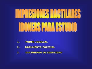 1. PODER JUDICIAL
3. DOCUMENTO DE IDENTIDAD
2. DOCUMENTO POLICIAL
 