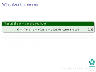 What does this mean?
Assume that the equality constraint does not exist
We have then
min f (x)
s.t gi (x) ≤ 0 for i = 1, ..., m
x ∈ X
Now assume that we ﬁnish with only one constraint
We have then
min f (x)
s.t g (x) ≤ 0
x ∈ X
58 / 124
 