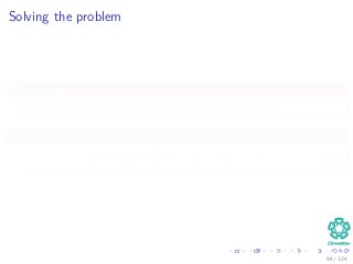 Solving the problem
What to do?
We introduce a set of nonnegative scalar values {ξi}N
i=1.
Introduce this into the decision rule
di wT
xi + b ≥ 1 − ξi i = 1, 2, ..., N (23)
94 / 124
 