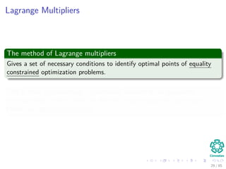 Then, we have the optimization problem
The optimization problem
minwΦ (w) = 1
2wT w
s.t. di(wT xi + w0) ≥ 1 i = 1, · · · , N
Observations
The cost functions Φ (w) is convex.
The constrains are linear with respect to w.
28 / 124
 