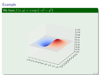 Lagrange was a Physicists
He was thinking in the following formula
A system in equilibrium has the following equation:
F1 + F2 + ... + FK = 0 (10)
But functions do not have forces?
Are you sure?
Think about the following
The Gradient of a surface.
35 / 124
 