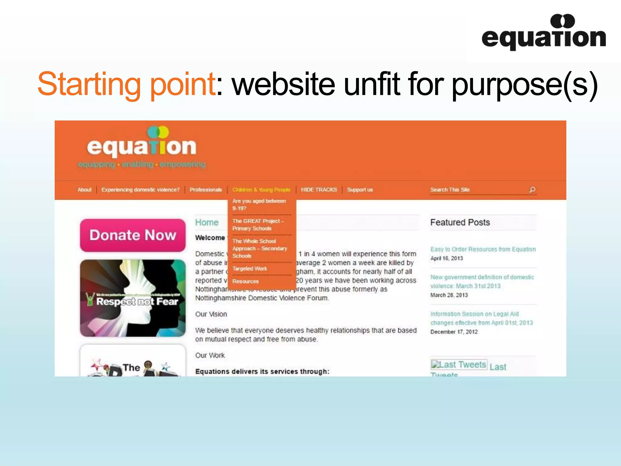 Starting point: website unfit for purpose(s)