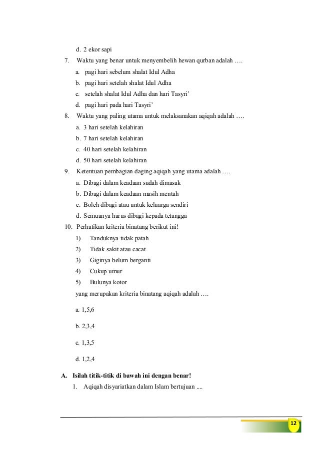 BAB V MATERI QURBAN DAN AQIQAH