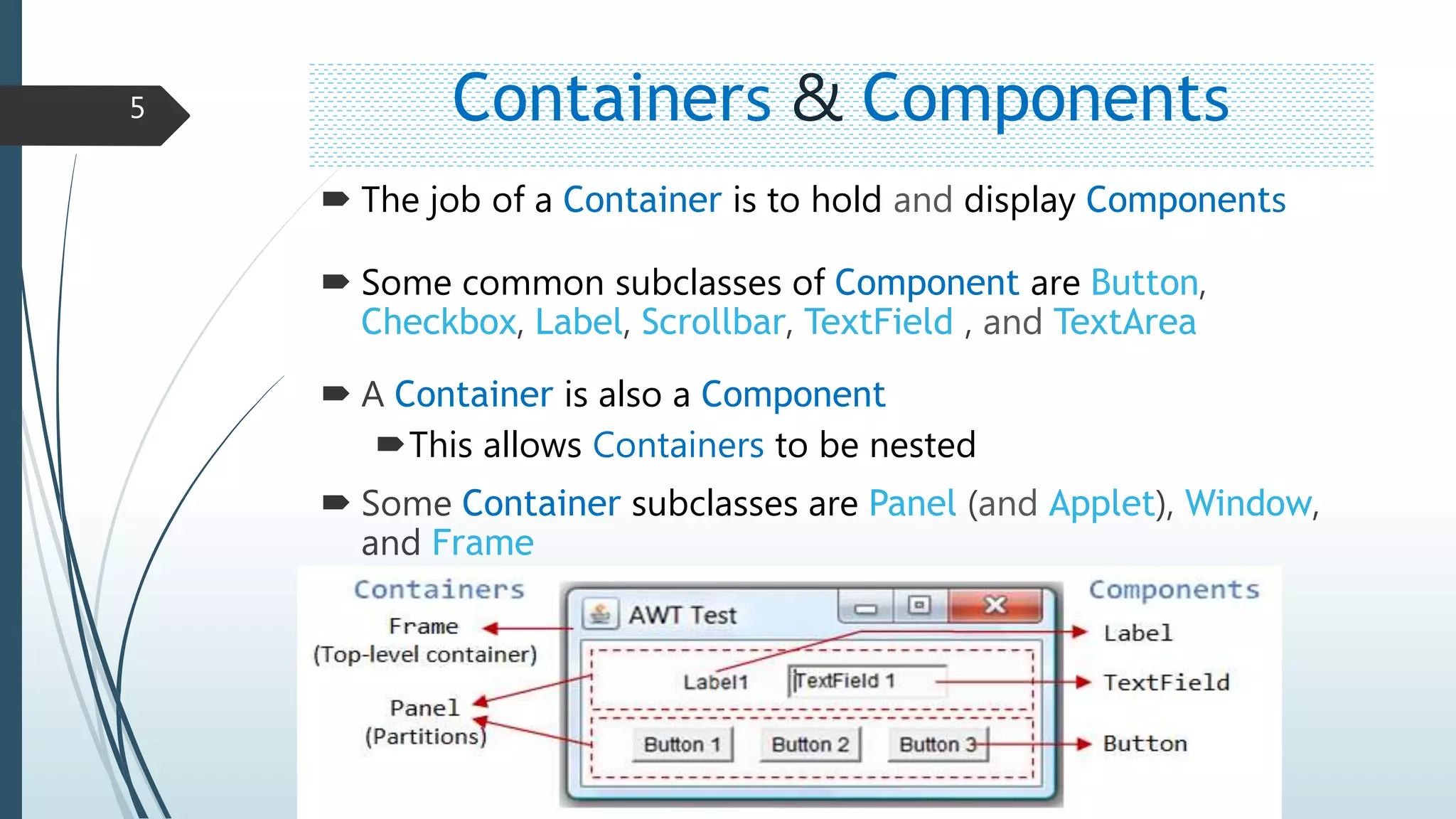 AWT Packages , Containers and Components | PPTX | Computing ...