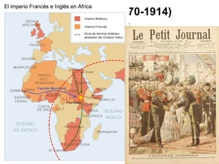 05. L’IMPERIALISME (1870-1914)
2. LES CAUSES DE L’IMPERIALISME
2.3. Els factors polítics i demogràfics
Les grans potències entren en forta competència política i
militar per controlar zones geogràfiques d'interès econòmic i/o
estratègic.
(Exemple dels imperis continus de GB i França a Àfrica).
 