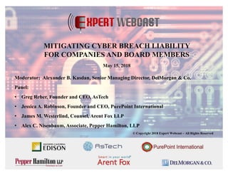 05.15.2018 Mitigating Cyber Breach Liability for Companies and Board Members