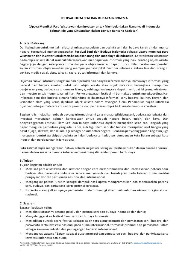 05 Proporsal Ide Festival Filem Seni Dan Budaya Indonesia Idf 2019