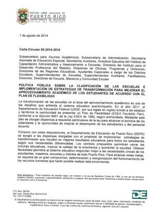 Carta circular 05-2014-2015 / Plan de flexibilidad