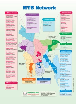 Main Office
02-9570563, 02-9568163

Principal Branch
02-7113237,7113238, 7119964, 
7122049, 7122849

Pabna Branch
0731-51829, 0731-51830

Panthapath Branch
02-8613807, 02-8629887

Gulshan Office
02-9895969, 066-62044390

Rangpur Division

Joypurhat Branch
0571-63584, 0571-63585

Babu Bazar Branch
02-7314821, 7314822

Rajshahi Branch
01716364366, 0721-776203
Ishwardi
01712651364

Sonargaon Branch
02-038959-88105, 06723-88105
Uttara Branch
02-8924379, 02-8951474

Rangpur Branch
0521-52325, 0521-52326
Bogra Branch
051-78109, 051-78108

Uttara Office
044-76150106
Narayanganj Office
02-7648210

Belkuchi SME/Agri Branch 
01717217877

Progati Sarani Branch
02-8411804, 02-8410948

Dhanmondi Office
02-8913222
Progati Sarani Office
02-8840507

Sreenagar Branch
02-038942-88222

Sylhet Division

Pallabi Branch
02-9016273, 8055630

Haidergonj Center
Tel: 01716224206

Dilkusha Branch
02-7171301, 7171002, 7170137
Dhanmondi Branch
02-8155607, 02-8158334

Sylhet

Bashundhara City Branch
02-9124021, 9120982, 9111440, 
8121071, 8121732, 8122044

Savar Branch
02-741452, 02-7741453

Belkuchi Center
01717217877

Chittagong Division
ka

a
Dh

Madaripur Branch
02-0661-62483, 02-0661-62482

Dagonbhuiyan Center
03323-79129,
01714108862

SME

Dholaikhal Branch
02-7172542, 02-7172602

Noria Center
01746449026
Khulna

Laksham Center
01713304669

Mohammadpur Branch
02-9127887, 02-9128494

Chakoria Branch
034-2256502
Raipur Branch
038-2256495
Aman Bazar Branch
031-681022, 01713106375
Agrabad Branch
031-2523287, 2524269, 2510754
Alankar Mor Branch
031-2772617, 2772619, 2772620

Elephant Road Branch
02-9611596 

Khulna Division

SME Service Centers

Nazirhat Branch
0821-4483498, 0443-4483498

Chittagong

Tongi Branch
02-9816250, 02-9816251
Shanir Akhra Branch
02-7551169, 02-7551195

CDA Avenue Branch
031-623559, 625336

Jubilee Road Branch
031-624922, 031-627533

SME

Barisal

Office of the Head of Chittagong Br.
031-2516681; Fax: 880-31-721091

Khatungonj Branch
031-612254, 626966

SME

Aganagar Branch
02-7762226, 02-7762227

Banani Branch
02-9883831, 9883861

Moulvi Bazar Branch
0861-62840, 0861-62841

Sylhet Office
Tel: 081-2830319

SME

Fulbaria Branch
02-9559842, 02-9559867

Narayanganj Branch
02-7648209

Sylhet Branch
0821-2830271, 0821-2830272
0821-716820

Brokerage Houses

Chandra Branch
02-06822-51968, 06822-51969
Gulshan Branch
02-8837840, 8832343, 9882473

Pallabi Office
02-9015919, 066-62607136

Kushtia Branch
071-71662, 071-71663

Barisal Division
Gournadi Branch
04322-56266

Kaliganj Center
Tel: 01718883140

Feni Branch
033-161984, 033-161985
Dhorkora Bazar Branch
01911682484
Ramchandrapur Center
01812673337
Nazmumeah Hat Center
01819644641, 031-2572841
031-2572842

Gafor Gaon Center
01711979700

Brokerage Houses
Corporate Head Office

Chittagong Office
031-2514797, 037-31000768

 