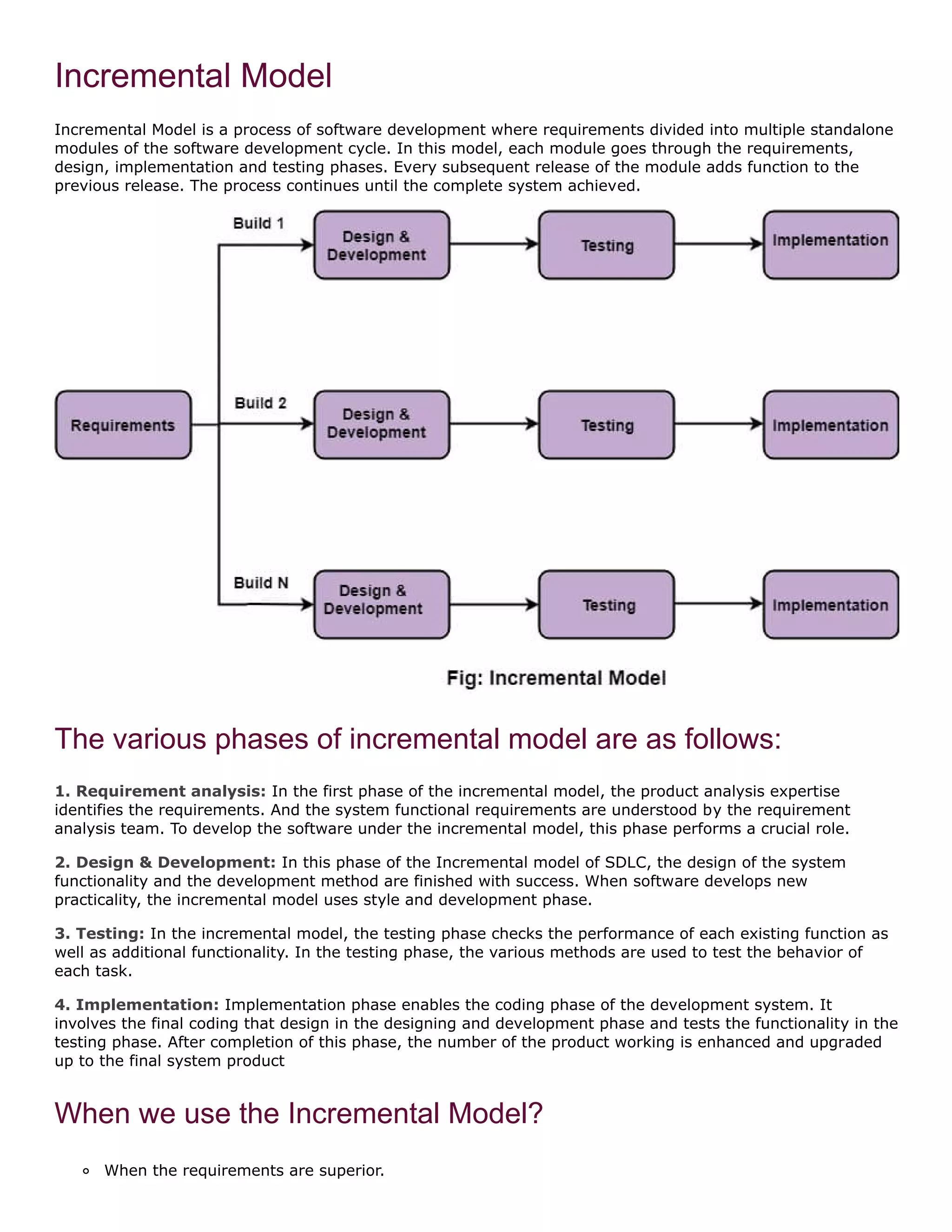 Incremental Model: Develop in Modules | PDF