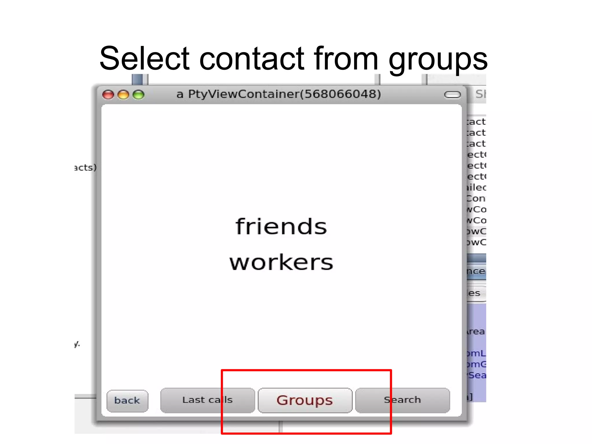 Select contact from groups
 