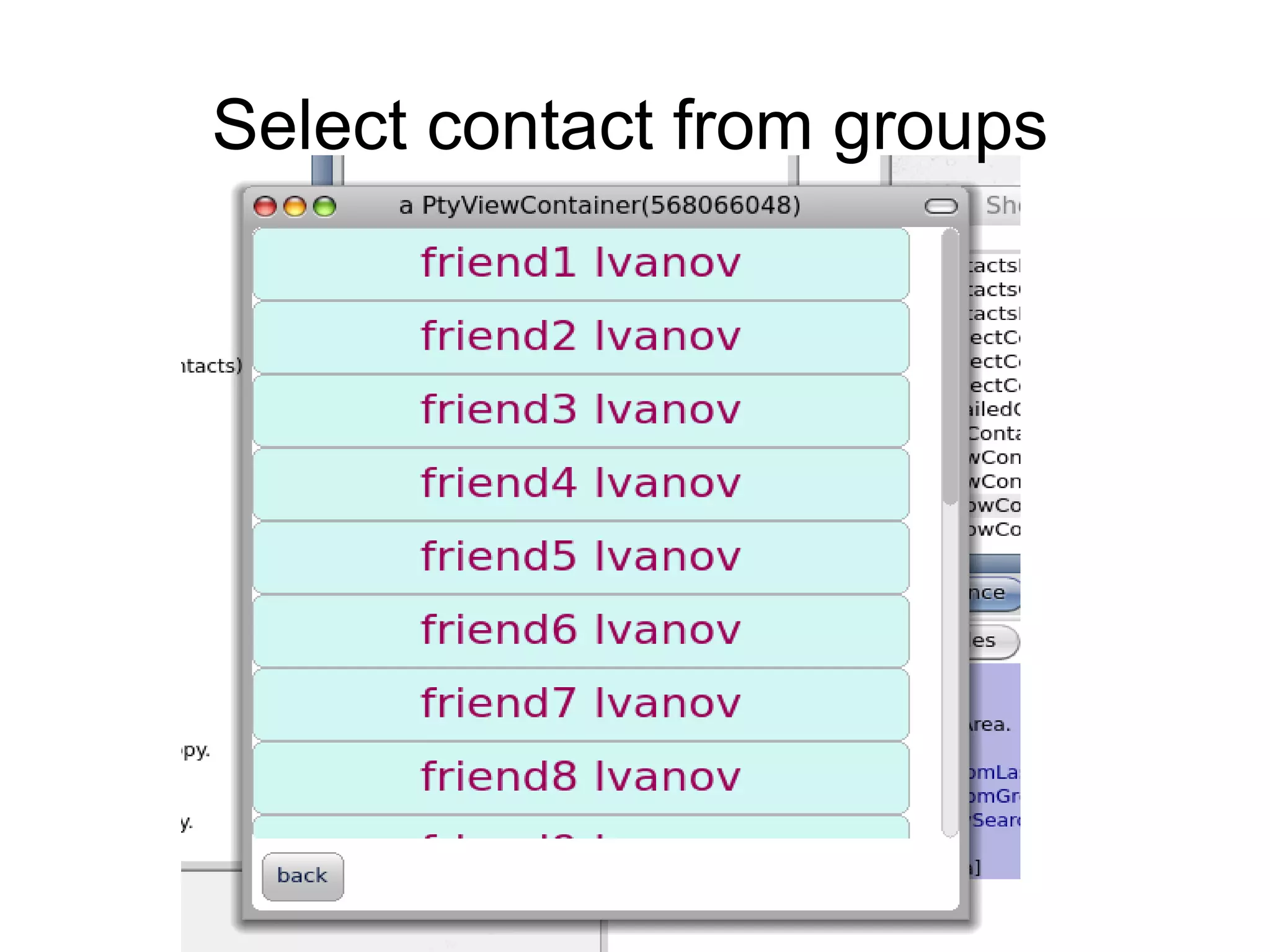 Select contact from groups
 