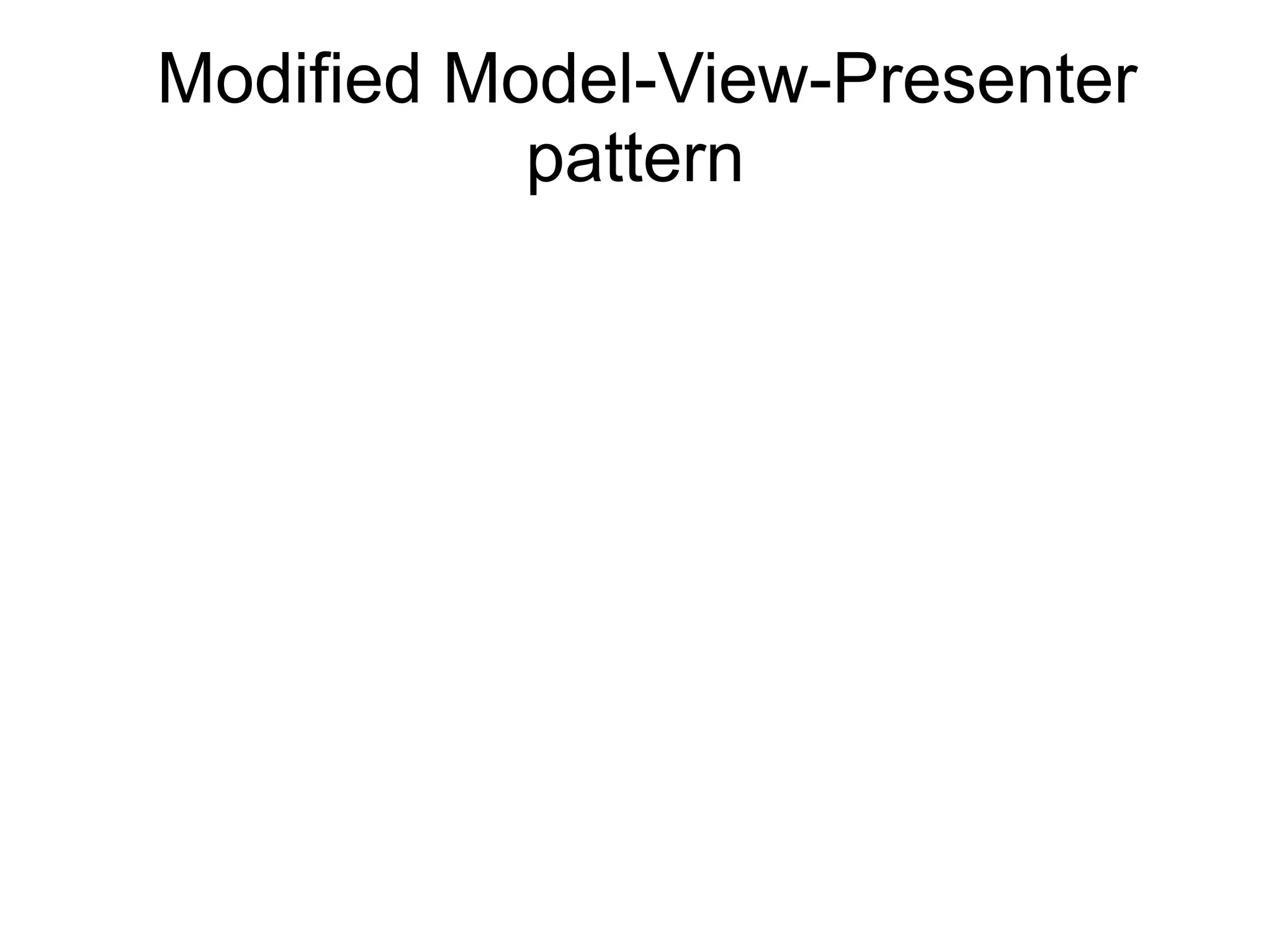 Modified Model-View-Presenter
           pattern
 
