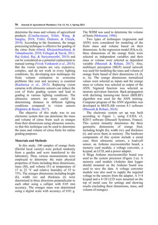 Mass and Volume Determination of Orange Fruit using Ultrasonic Sensors ...
