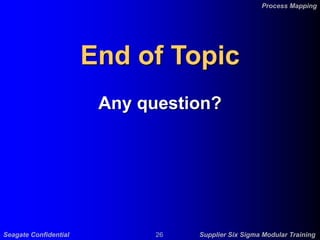 Seagate Confidential 26 Supplier Six Sigma Modular Training
Process Mapping
End of Topic
Any question?
 