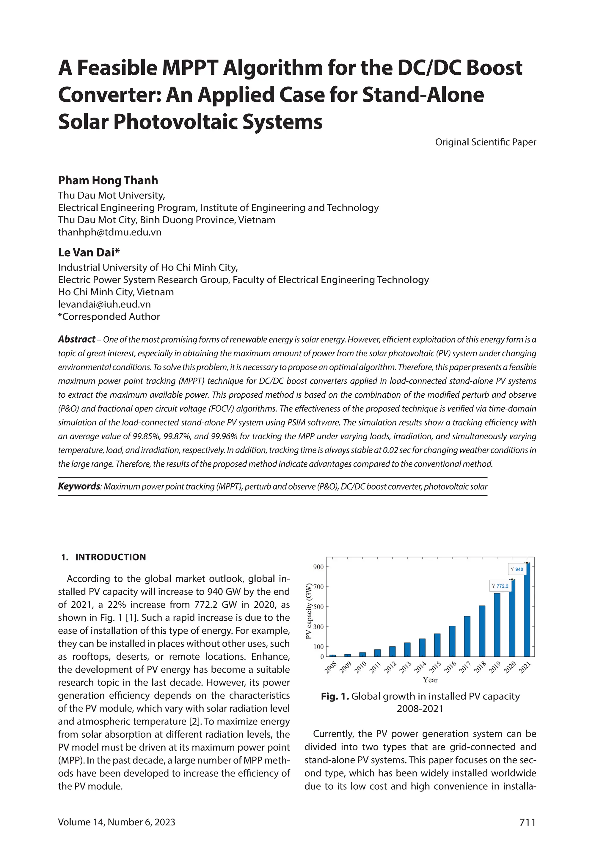 A Feasible MPPT Algorithm for the DC/DC Boost Converter: An Applied ...