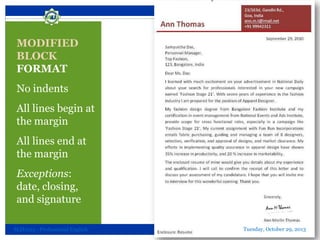 Professional Communication - Indention & Alignment in Formal Letters | PPTX