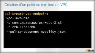 Création d'un point de terminaison VPC
ec2-create-vpc-endpoint
 