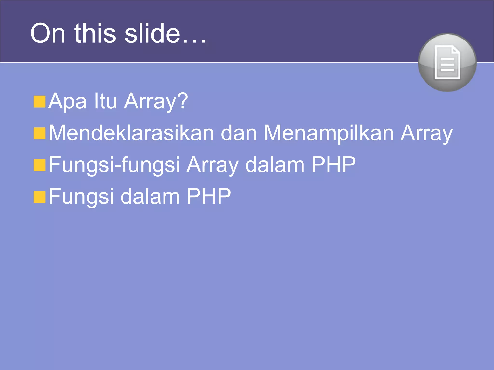 Array dan Fungsi | PPT