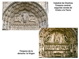 Catedral de Chartres Tímpano central: segunda venida de Cristo a la Tierra Tímpano de la derecha: la Virgen 