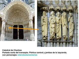 Catedral de Chartres Portada norte del transepto. Pórtico central y jambas de la izquierda, con personajes  veterotestamentarios   