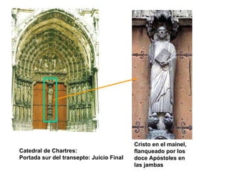 Catedral de Chartres: Portada sur del transepto: Juicio Final Cristo en el mainel, flanqueado por los doce Apóstoles en las jambas 