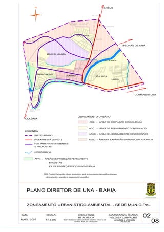 Plano Diretor de Una - Bahia - Mapa 2 - sede - zoneamento urbano