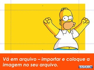 Vá em arquivo – importar e coloque a 
imagem no seu arquivo. 
 