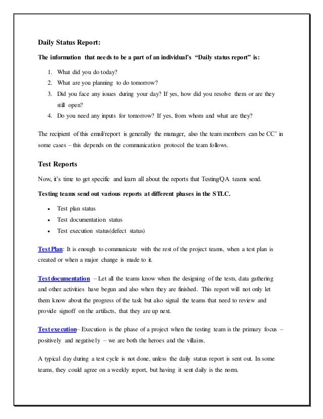 what is a status report