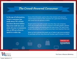 The Future: Influencer Marketing
Tuesday, September 24, 13
 