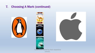 7. Choosing A Mark (continued)
Trademarks owned by their respective
owners.
 