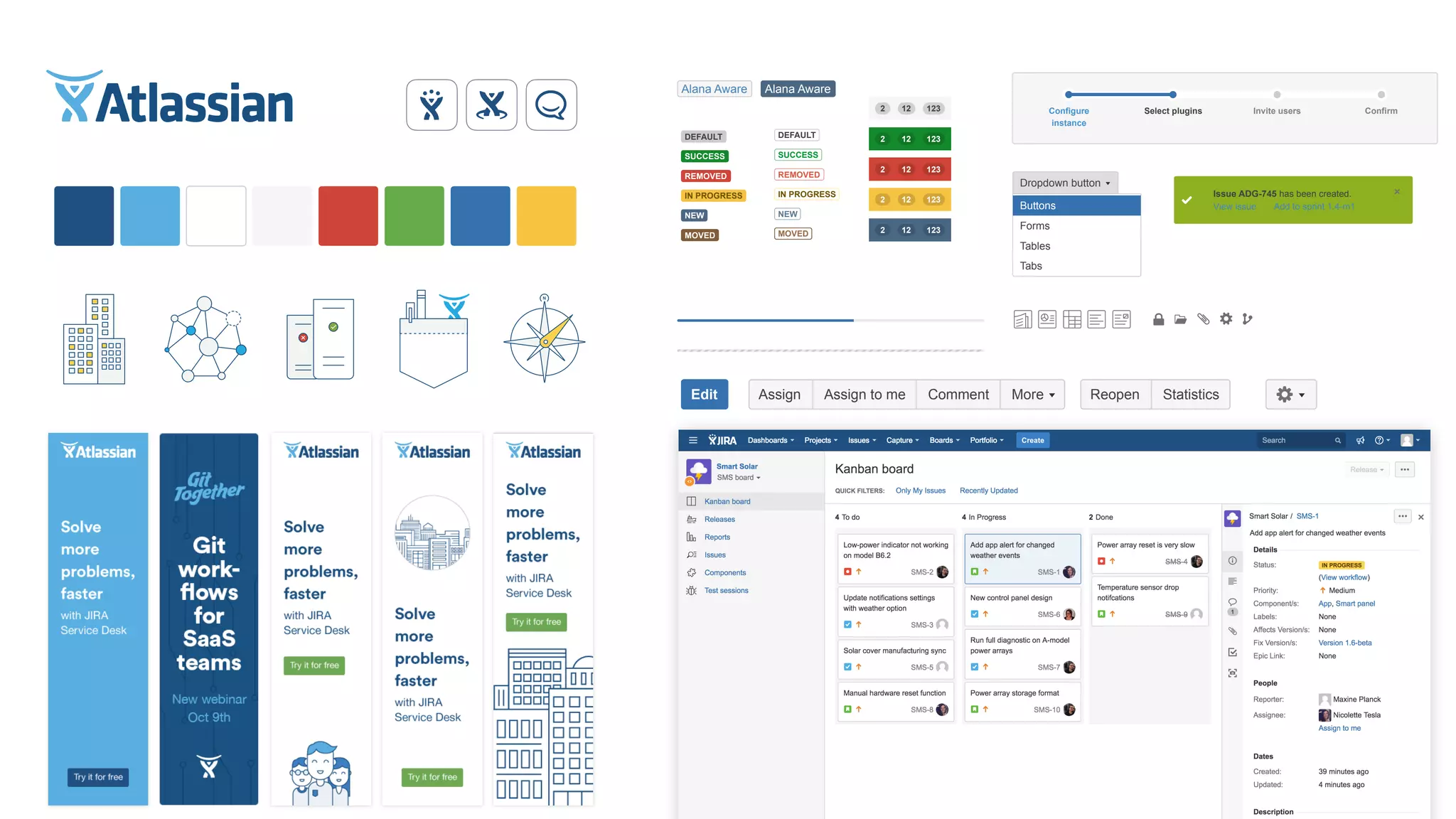 N
View issue · Add to sprint 1.4-m1
Issue ADG-745 has been created.
MOVED
NEW
IN PROGRESS
REMOVED
SUCCESS
DEFAULT
MOVED
NEW
IN PROGRESS
REMOVED
SUCCESS
DEFAULT
123122
123122
123122
123122
123122
Alana AwareAlana Aware
Buttons
Forms
Tables
Tabs
Dropdown button Dropdown button
StatisticsReopenMoreCommentAssign to meAssignEdit
ConfirmInvite usersSelect pluginsConfigure
instance
Gray background
 