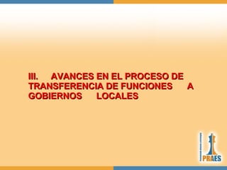 EL PROCESO DE DESCENTRALIZACION DE LA SALUD EN EL PERU | PPT