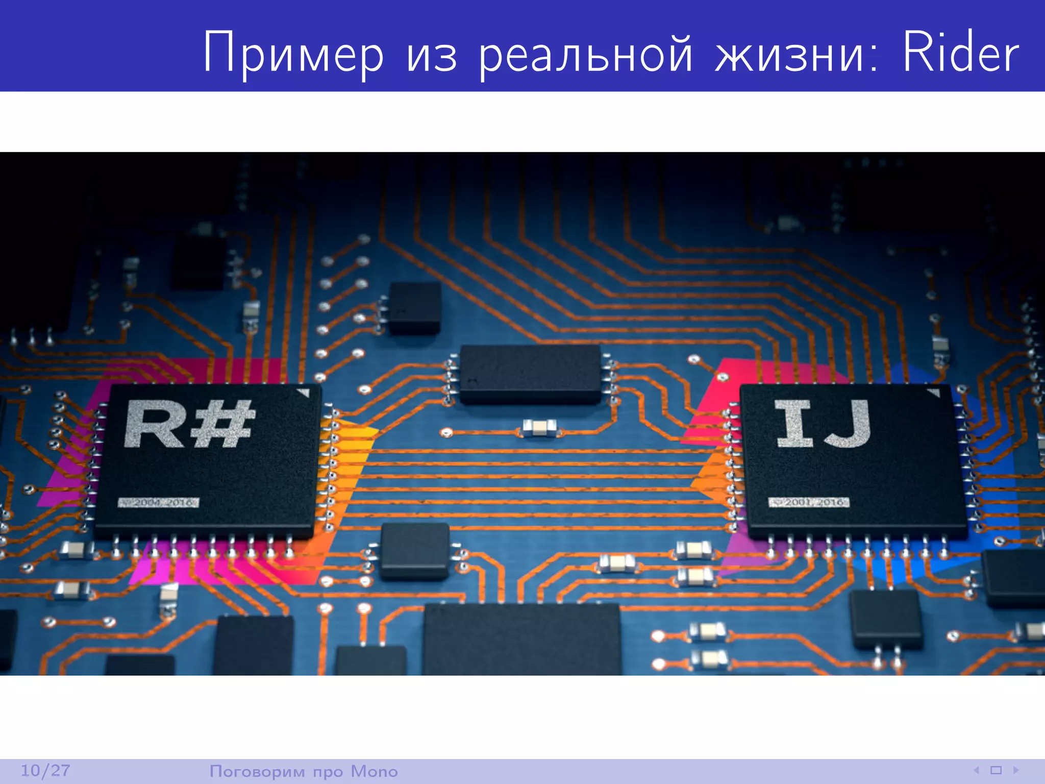 Пример из реальной жизни: Rider
10/27 Поговорим про Mono
 