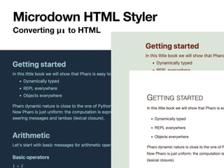 Microdown HTML Styler
Converting µ⬇︎ to HTML
 