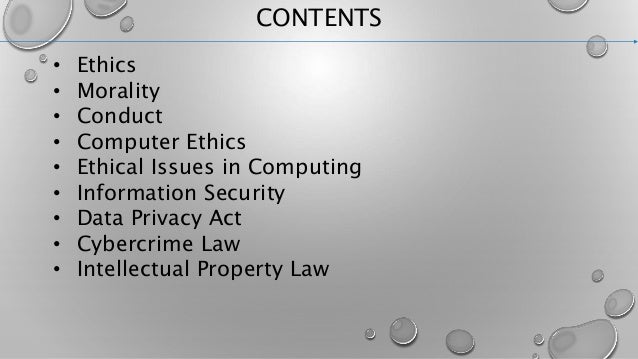 Ethical Issues and Relevant Laws on Computing