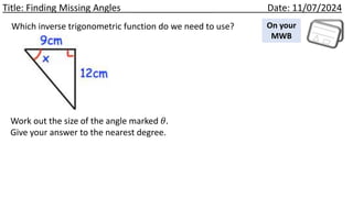 05 - Finding missing angles for Year 9 students | PPTX